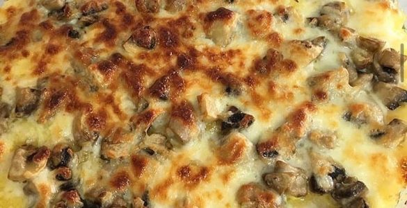 Fırında mantarlı kaşarlı patates